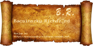Bacsinszky Richárd névjegykártya